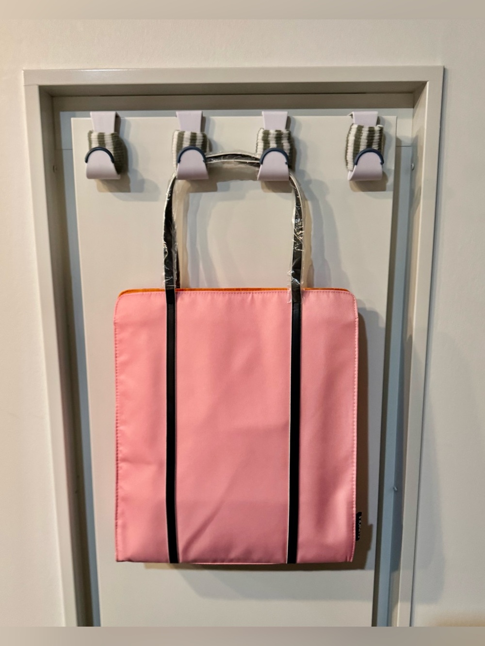 Clinique Pink Tote with Black Trim and Silver Handles_NWT